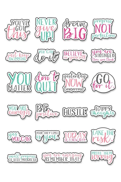 Download Free Motivational Quotes MINI Happy Planner Stickers Printable